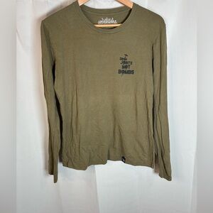 Kush Groove‎ Long Sleeve T-Shirt Small S Olive Green "Drop Joints Not Bombs" Tee